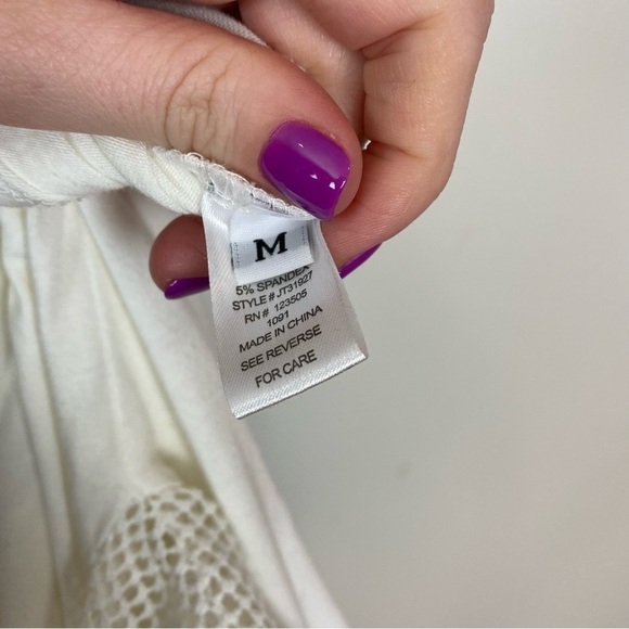 Green Eyed Girl Womens T-Shirt White Mesh Front Knot M - Picture 5 of 6